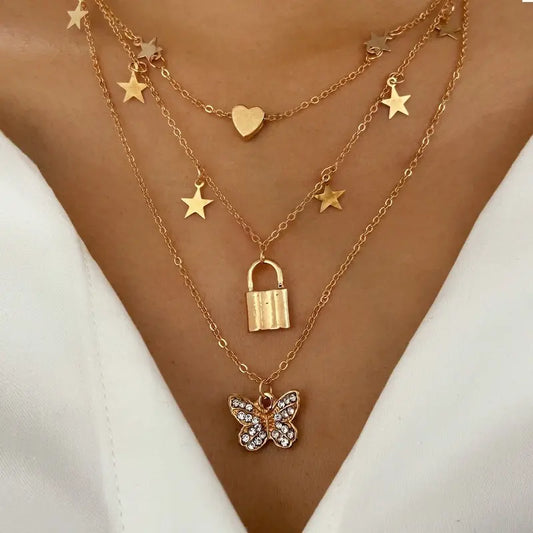 Celestial Butterfly Layered Necklace