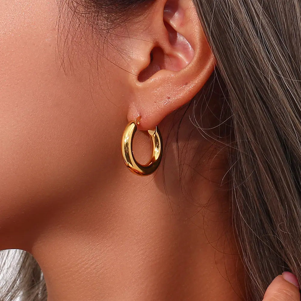 Golden Orbit Hoops Earrings