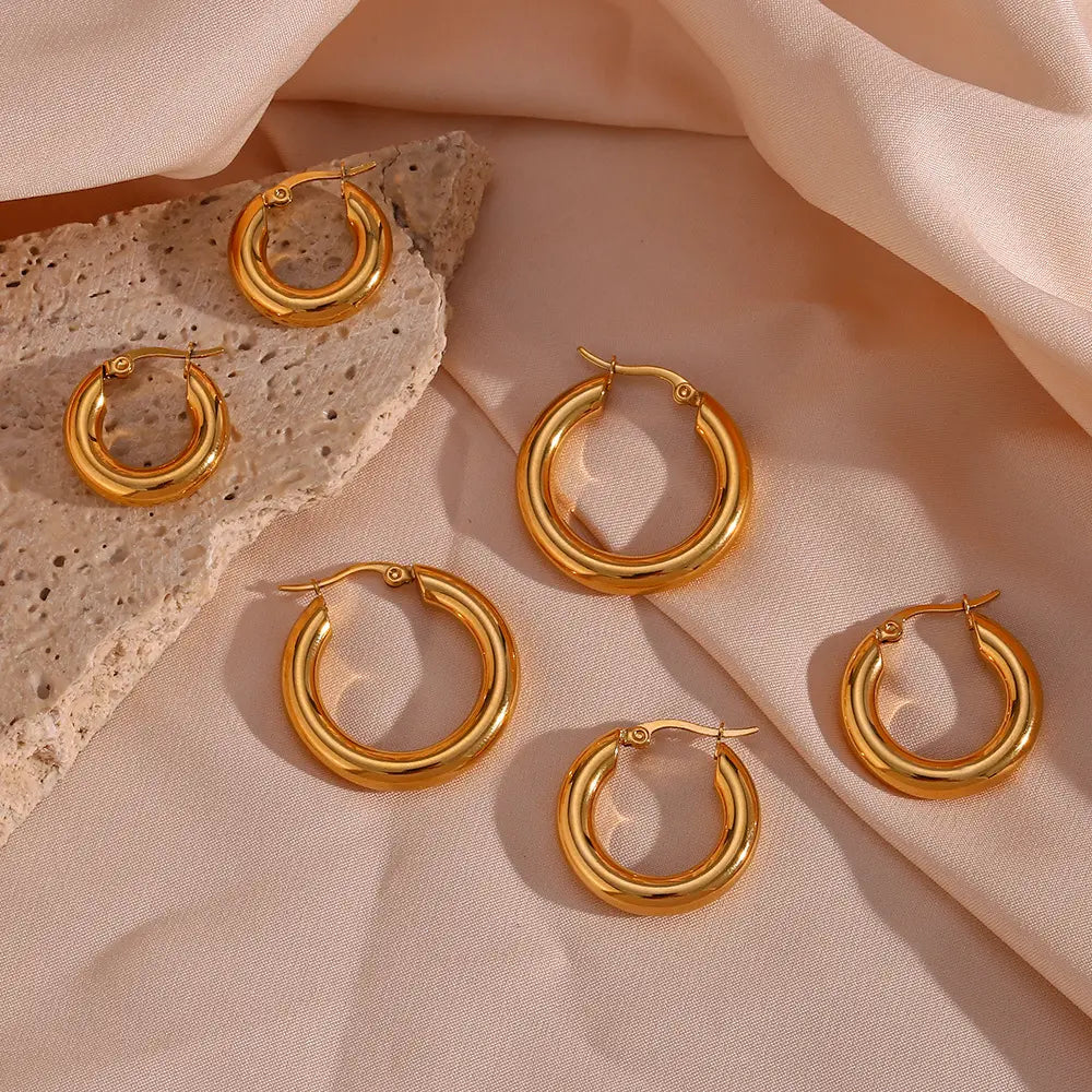 Golden Orbit Hoops Earrings