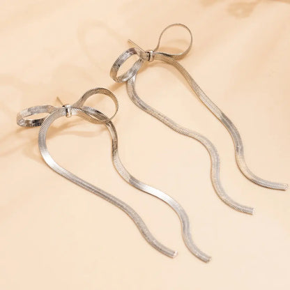Golden Stream Bow Earrings
