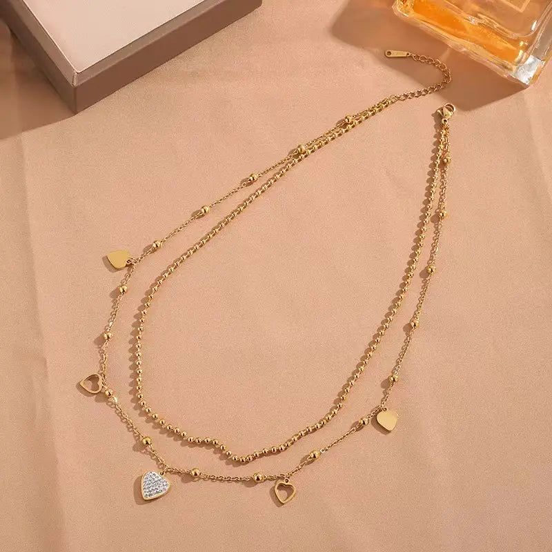 Golden Heart Layered Necklace