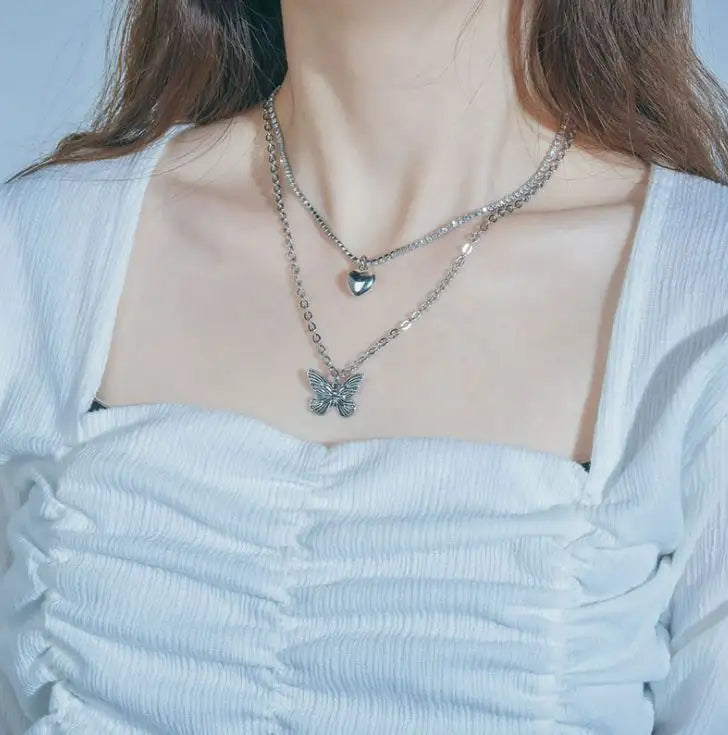 Silver Butterfly Charm Necklace