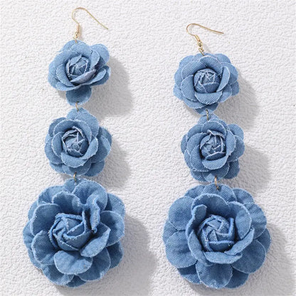 Denim Cascade Denim Earrings