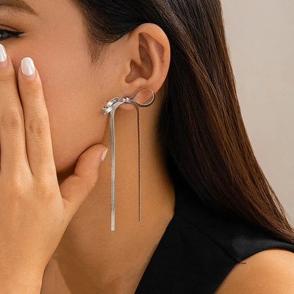 Golden Stream Bow Earrings