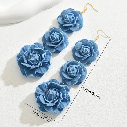 Denim Cascade Denim Earrings
