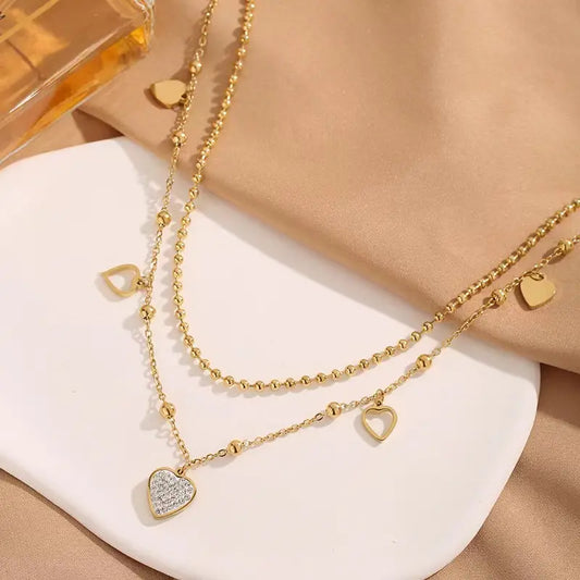 Golden Heart Layered Necklace