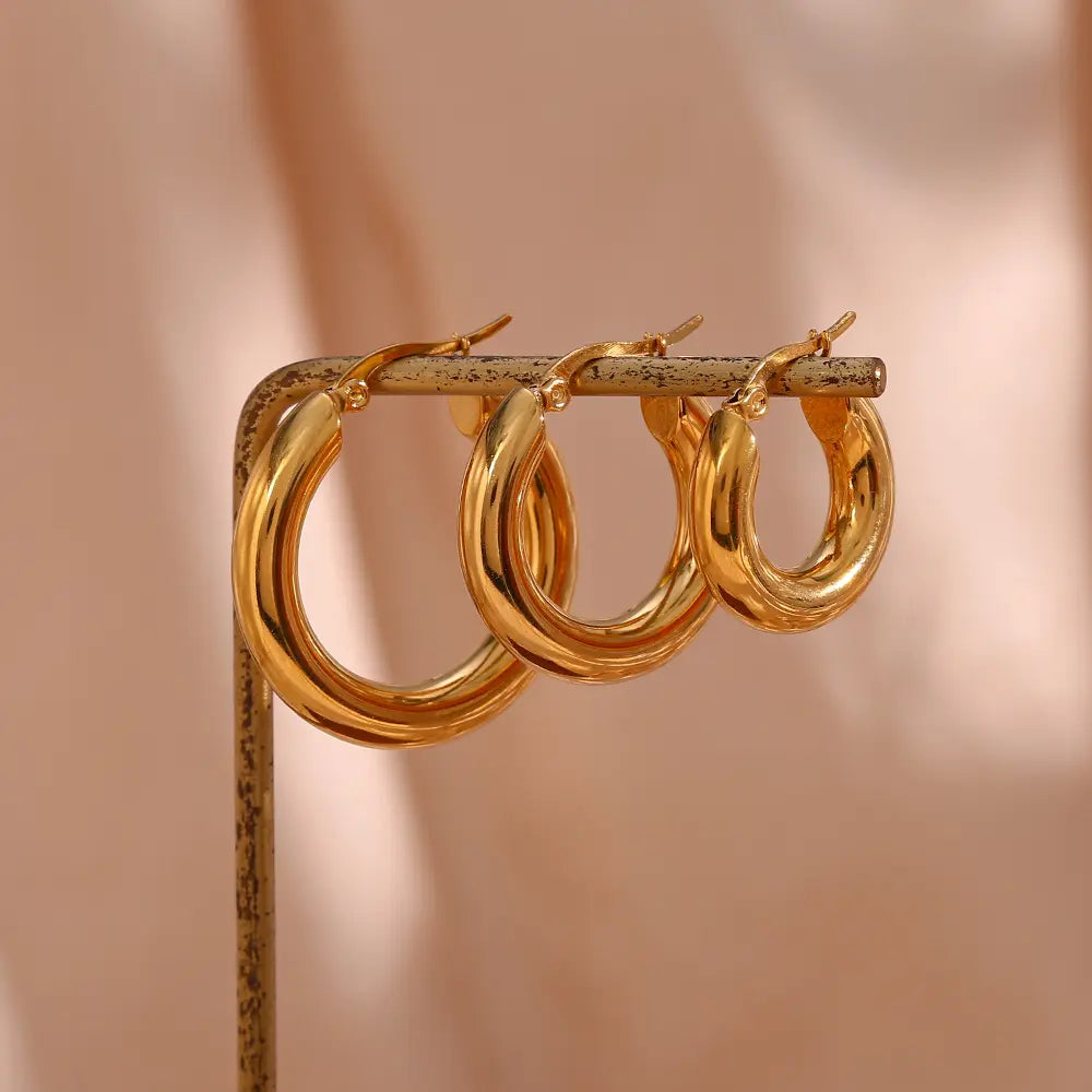 Golden Orbit Hoops Earrings