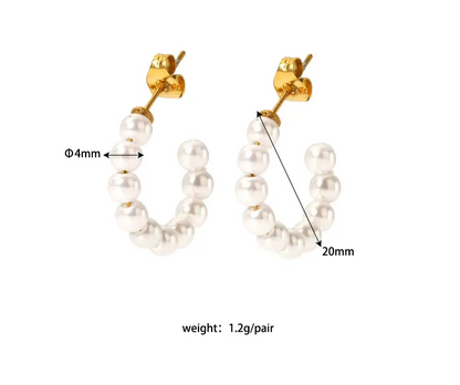 Pearl Luxe C Shaped Hoops Earrings