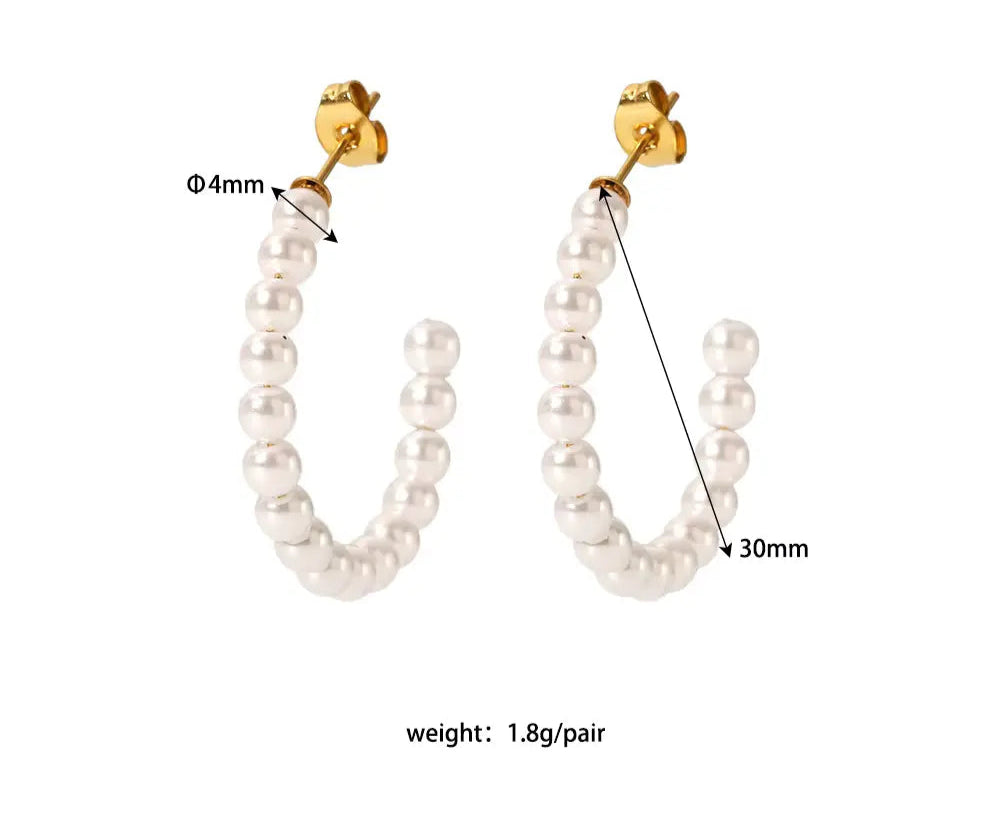 Pearl Luxe C Shaped Hoops Earrings