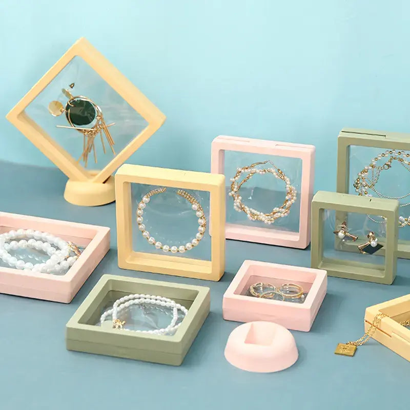 Jewelry Storage Display Box Colorful Transparent Film Box Dust-proof Storage Box(Jewelry not Included)