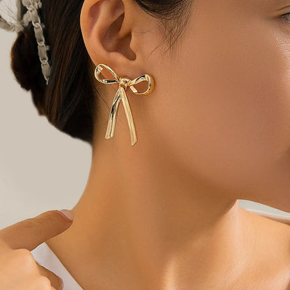 Golden Velvet Bow Earrings