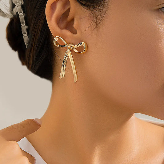 Golden Velvet Bow Earrings