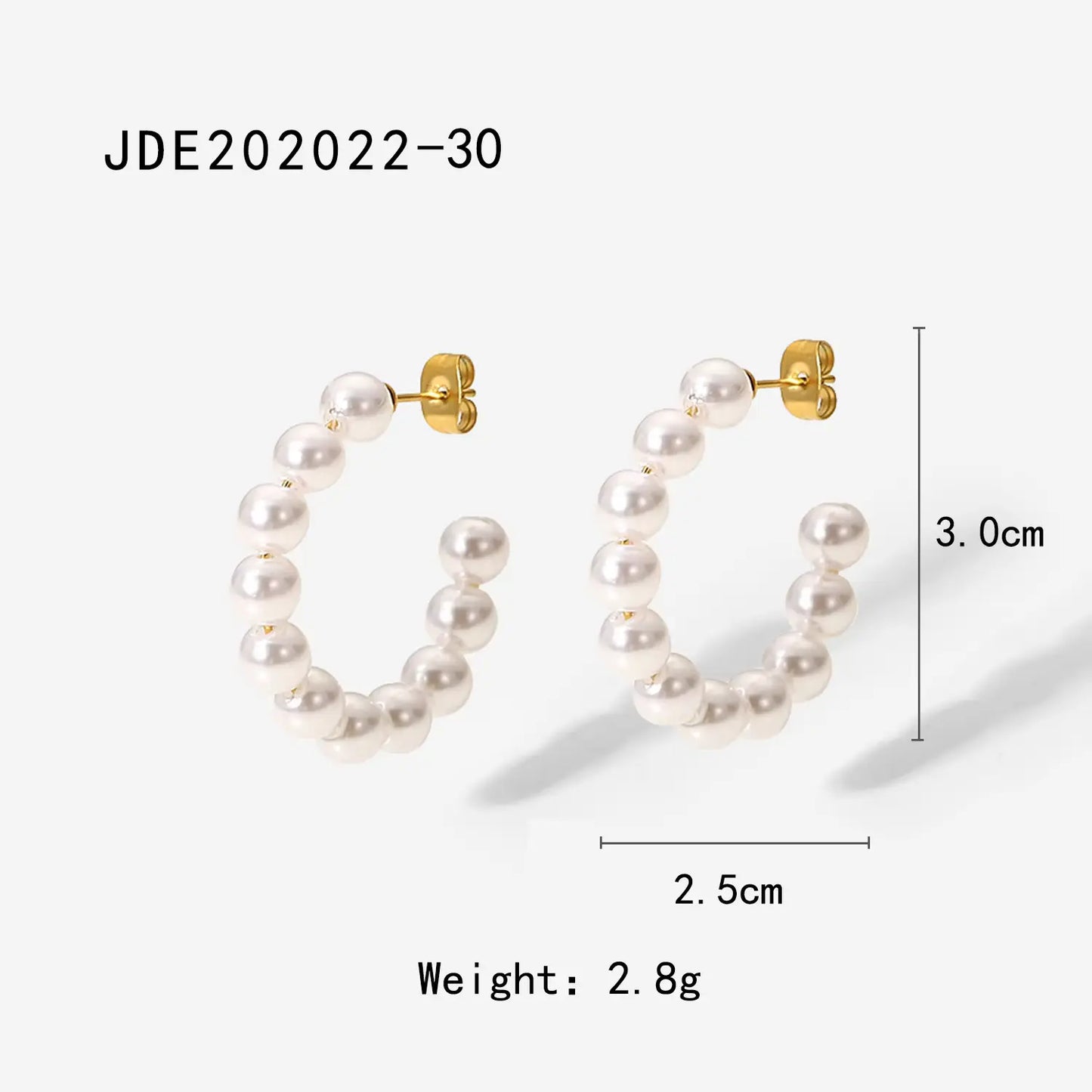 Pearl C-Shaped Hoops Earrings