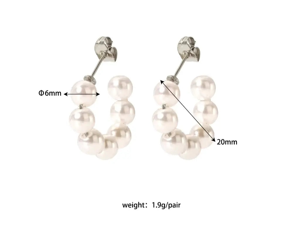 Pearl Luxe C Shaped Hoops Earrings