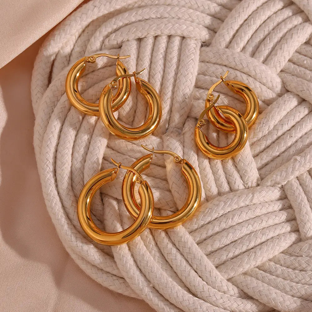 Golden Orbit Hoops Earrings