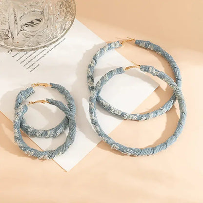 Denim Orbit Hoops Earrings