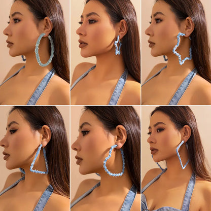 Denim Peak Hoops Earrings