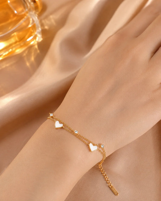 Golden Double Heart  Bracelet
