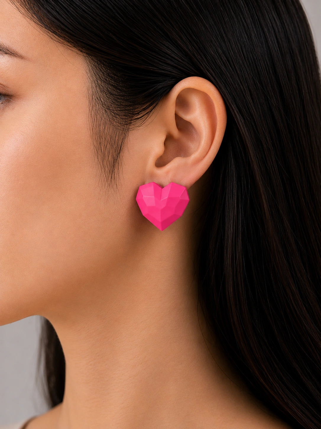 Heart Stud Red Earrings