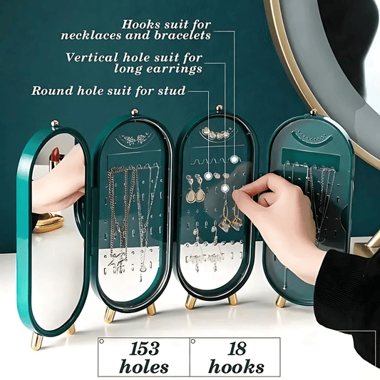 🎁 Jewellery Organiser with Mirror (Jewellery Not Included) - Green