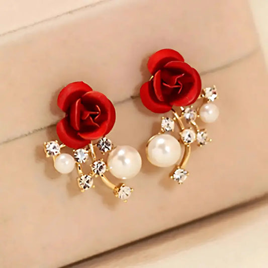 Scarlet Pearl Bloom Earrings