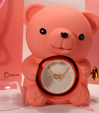 Blush Ember Bear Preserved Flower Jewellery Gift Box