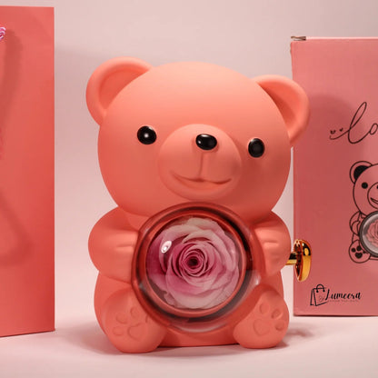 Blush Ember Bear Preserved Flower Jewellery Gift Box