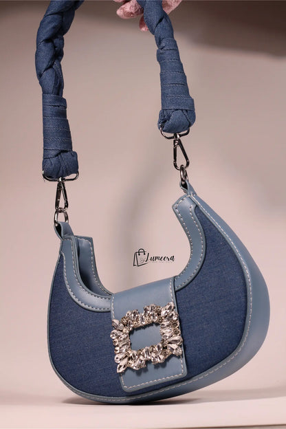 Azure Luxe Denim Bag